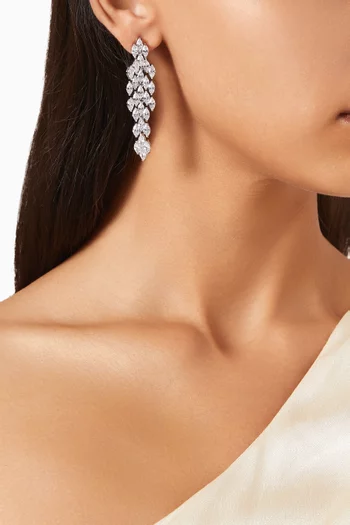 Marquis-cut Graduated Drop Earrings in Rhodium-plated Brass