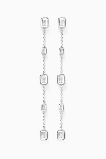 Chain Drop Earrings in Rhodium-plated Brass