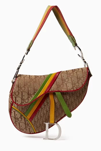 Galliano Rasta-print Saddle Bag in Canvas & Leather