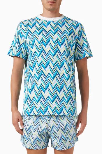 Zigzag Print T-shirt in Cotton Jersey