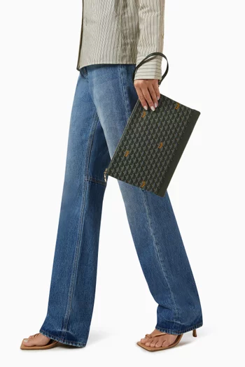 Pochette Zip 29 Pouch Bag in Canvas & Leather