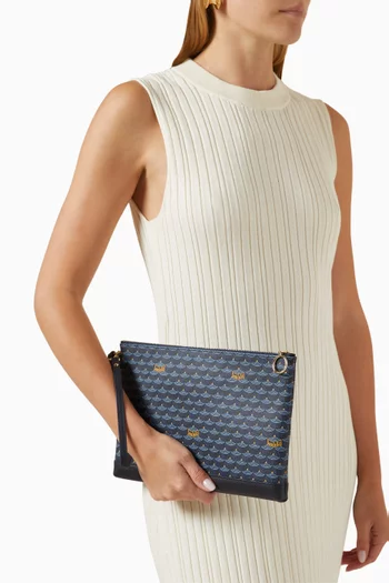 Pochette Zip 29 Pouch Bag in Canvas & Leather