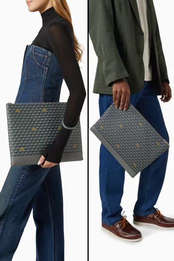 Pochette Zip 37 Pouch Bag in Canvas & Leather