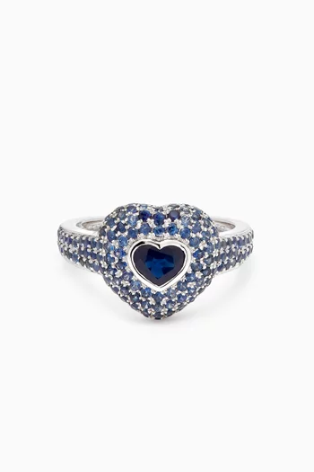 Heart Sapphire Pinky Ring in 18kt White Gold