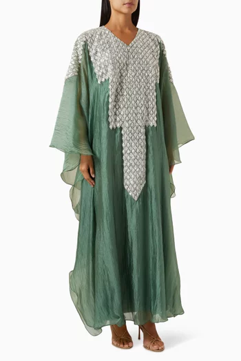 Bead-embellished Abaya in Organza