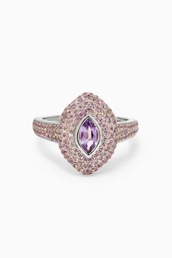 Marquise Sapphire Pinky Ring in 18kt White Gold