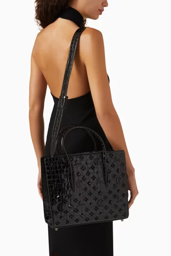 Medium Paloma Tote Bag in Croc-embossed Leather