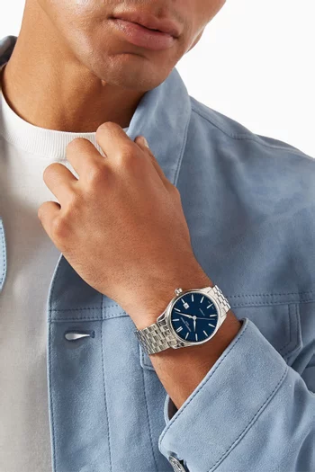 ساعة كلاسيكية أوتوماتيكي بعلامات ساعات ستانلس ستيل، 40 مم