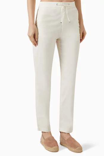 Drawcord Pants in Cotton-stretch