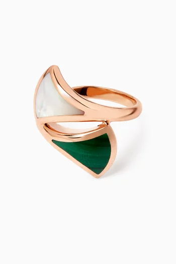 Divas' Dream Malachite & Mother-of-Pearl Ring in 18kt Rose Gold