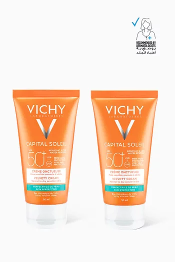 كريم كابيتال سولاي مخملي لحماية الوجه من الشمس مع عامل الحماية SPF 50+‎‎‏، 2 × 50 ملل