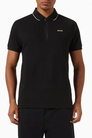 Contrast Logo Polo Shirt in Structured Cotton