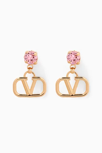 Valentino Garavani VLogo Signature Earrings in 18kt Gold-tone Metal & Swarovski®