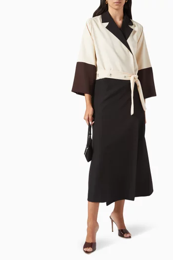 Belted Colour-block Abaya