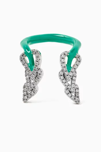 Enamel Crystal Drop Ring in Recycled Silver