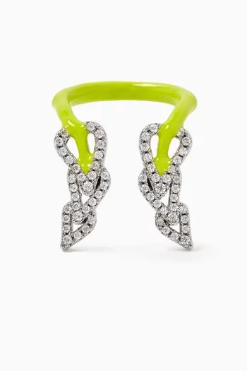 Enamel Crystal Drop Ring in Recycled Silver