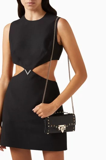 Valentino Garavani Rockstud Wallet on Chain in Leather