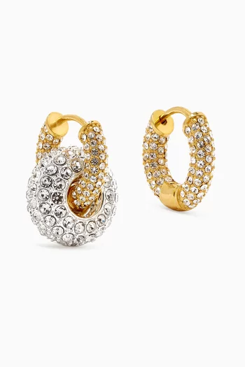 Crystal Huggie Earrings in 14kt Gold-plated Brass