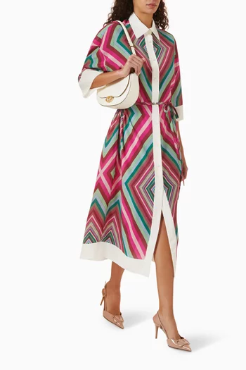 Valentino Garavani Rhombus 75 Midi Dress in Crepe de Chine