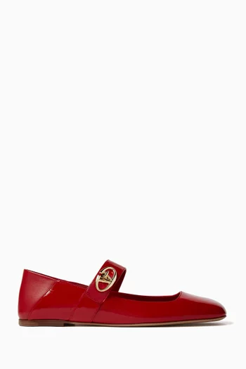 حذاء باليرينا فالنتينو غارافاني ماري جين بشعار حرف V وكعب مسطح جلد نابا