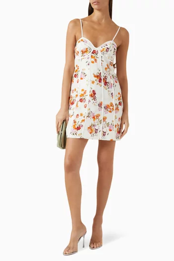 Cyma Panelled Mini Dress in Linen Blend