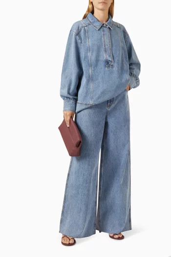 Outline Oversized Shirt in Cotton-denim