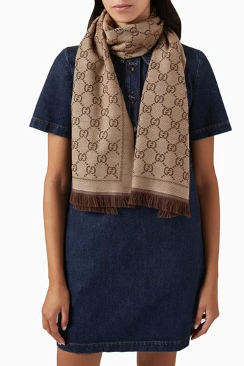 GG Jacquard Scarf in Wool