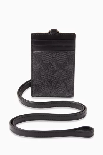 حافظة بطاقة الهوية بحمالة قنب بشعار الماركة الشهير