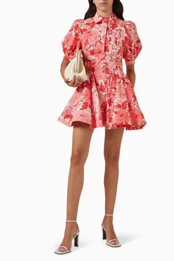 Delilah Belted Mini Dress in Linen