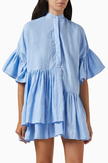 Tilda Printed Mini Dress in Linen