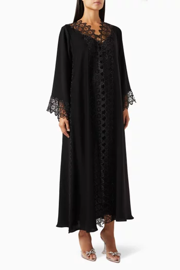 Floral-lace Embroidered Abaya