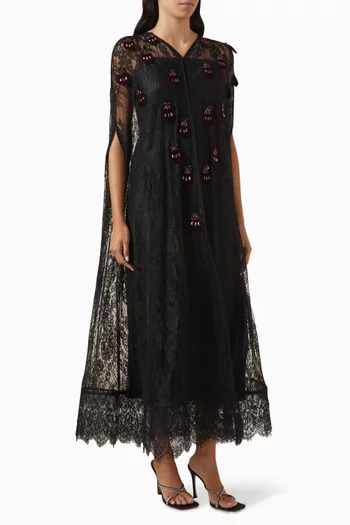 Bead-embellished Abaya in Lace