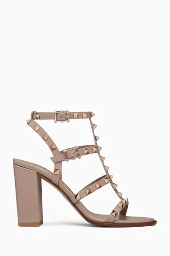 Valentino rockstud 90 leather heeled sandals hot sale