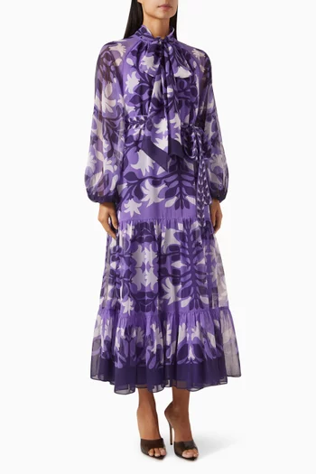 Moana Floral-print Midi Dress in Chiffon