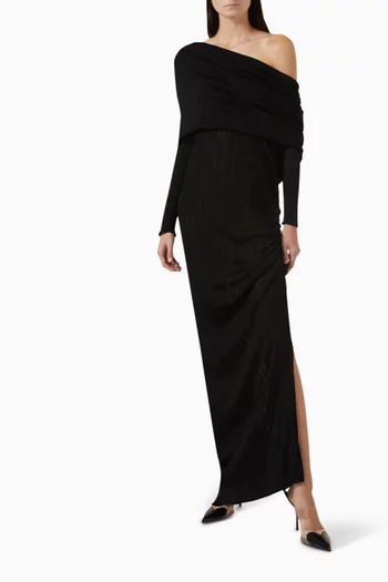 Draped Off-shoulder Maxi Dress in Viscose