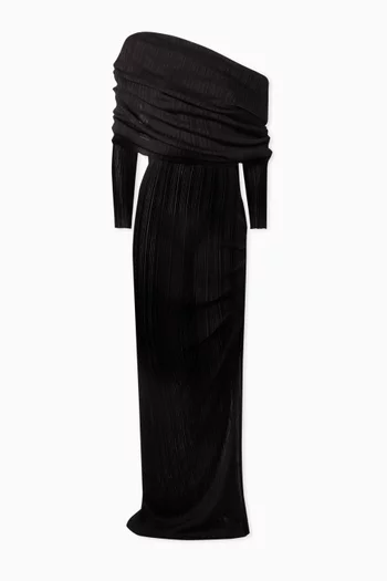 Draped Off-shoulder Maxi Dress in Viscose
