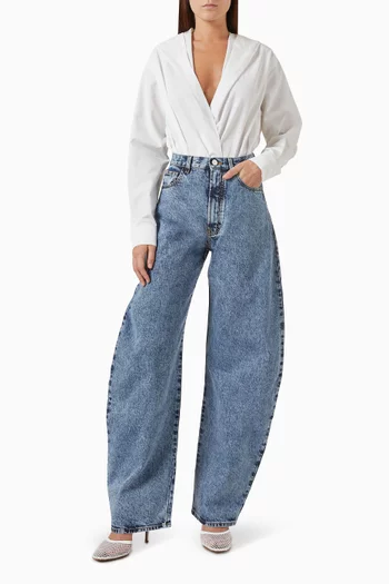 بودي سوت بتصميم قميص بغطاء رأس قطن بوبلين