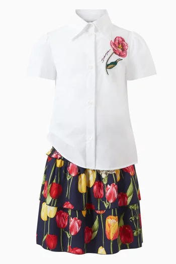 تنورة بنقشة توليب فيسكوز