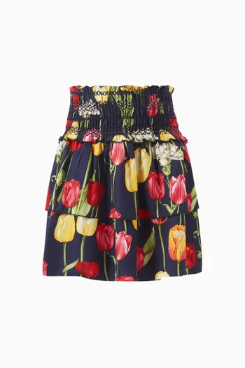 تنورة بنقشة توليب فيسكوز