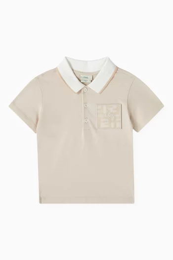 Logo Patch Polo Shirt in Cotton Jersey