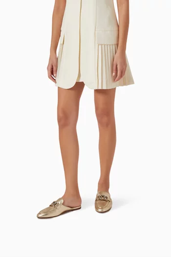 Kate Embellished Mules in Metallic Leather