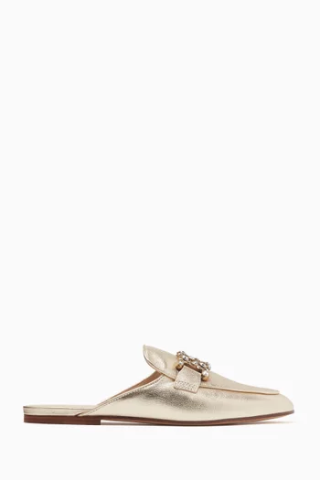 Kate Embellished Mules in Metallic Leather