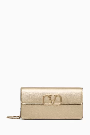 Valentino Garavani VLogo Signature Chain Wallet in Metallic Calfskin