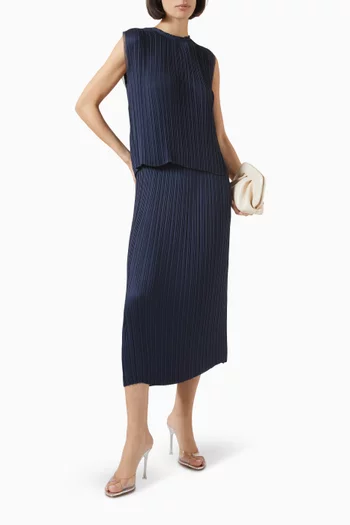 Pleated Crewneck Top in Satin