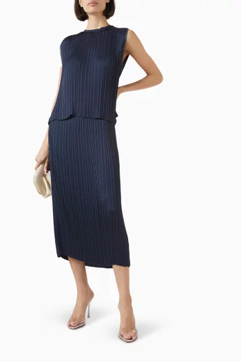 Pleated Midi Skirt in Satin