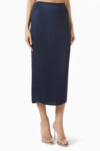 Pleated Midi Skirt in Satin