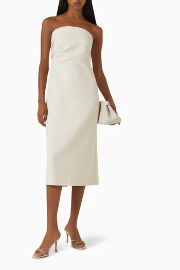 Draped Midi Dress in Crepe