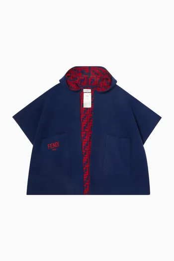 Reversible Logo Cape in Wool-blend