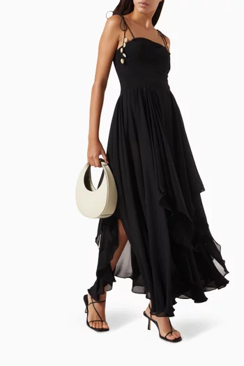 Seashell Sleeveless Midi Dress in Chiffon