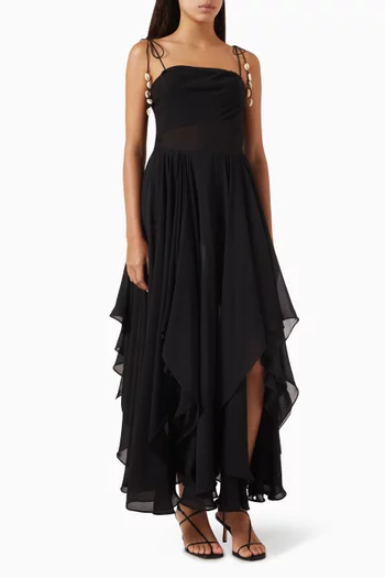 Seashell Sleeveless Midi Dress in Chiffon
